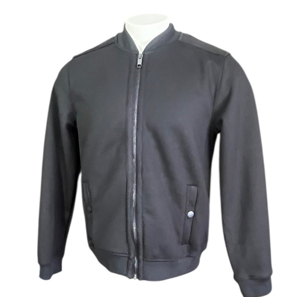 Magaschoni Man Charcoal Gray Bomber Jacket Full Zip Pockets Size‎ S